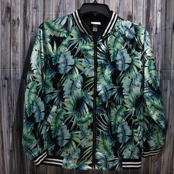 Ava & Viv Jackets & Blazers - Tropical Palm Bomber Jacket Ava & Viv Sz X